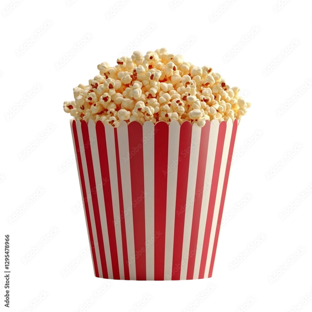 Buttery popcorn in a red and white striped bucket Movie snack time Buttery popcorn in a red and white striped bucket Movie snack time
