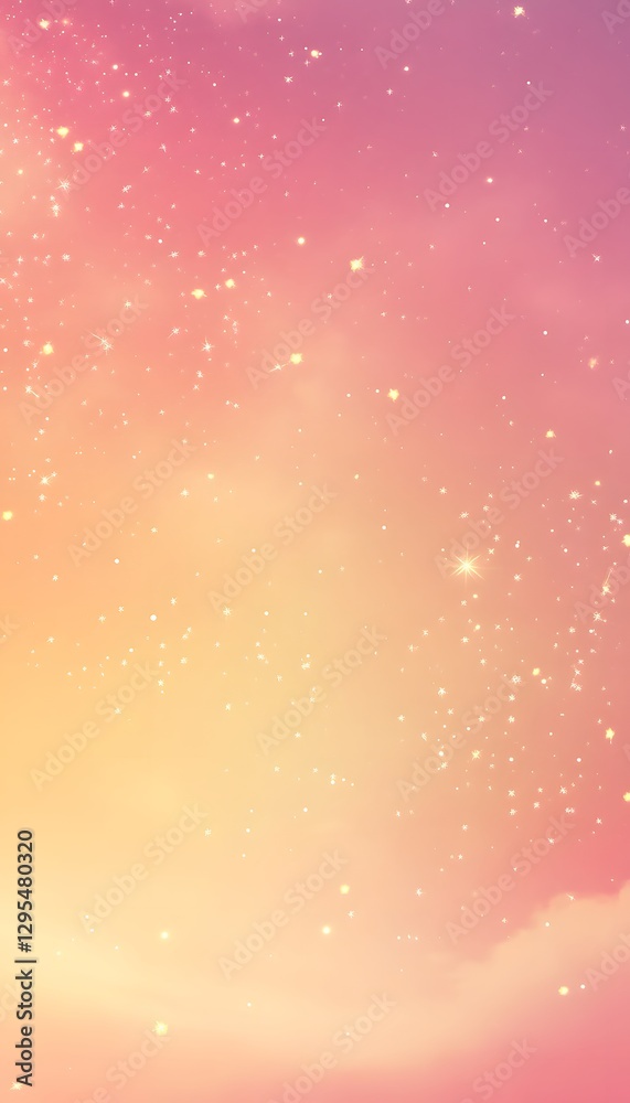 An ethereal scene depicting a pink and orange starry sky