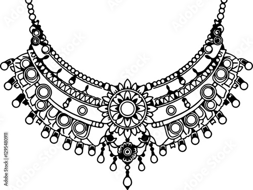 "Necklace Silhouette Vector Illustration – Elegant Jewelry Design for Fashion Graphics, Accessories Art, and Minimalist Decor