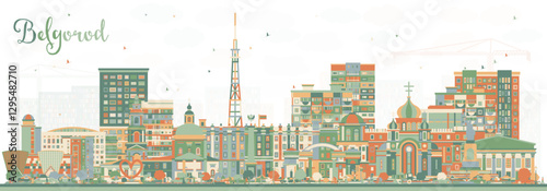 Belgorod Russia city skyline with color buildings. Belgorod cityscape with landmarks. Business travel and tourism concept with modern and historic architecture.