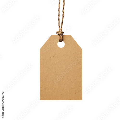 Blank brown tag hanging with twine string simple design photo