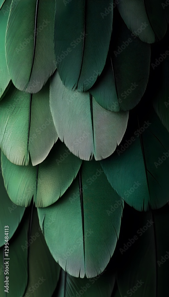 Obraz premium Close up photograph of layers of emerald green feathers