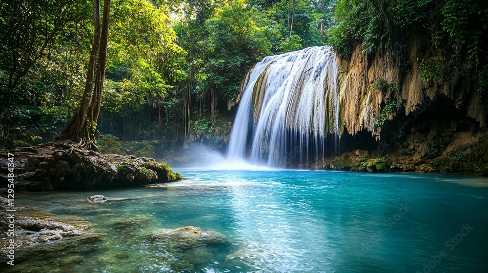 Fototapeta premium Jungle Waterfall Serenity
