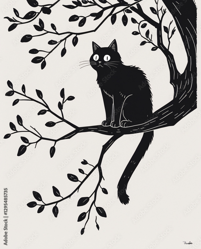Playful and Spooky Cat on Tree Branch in Black Ink for a Kids Horror Book Cover Design with Enigmatic Visuals Kids and Children Book Cover Design Idea Playful and Spooky Cat on Tree Branch in Black Ink for a Kids Horror Book Cover Design with Enigmatic Visuals Kids and Children Book Cover Design Idea