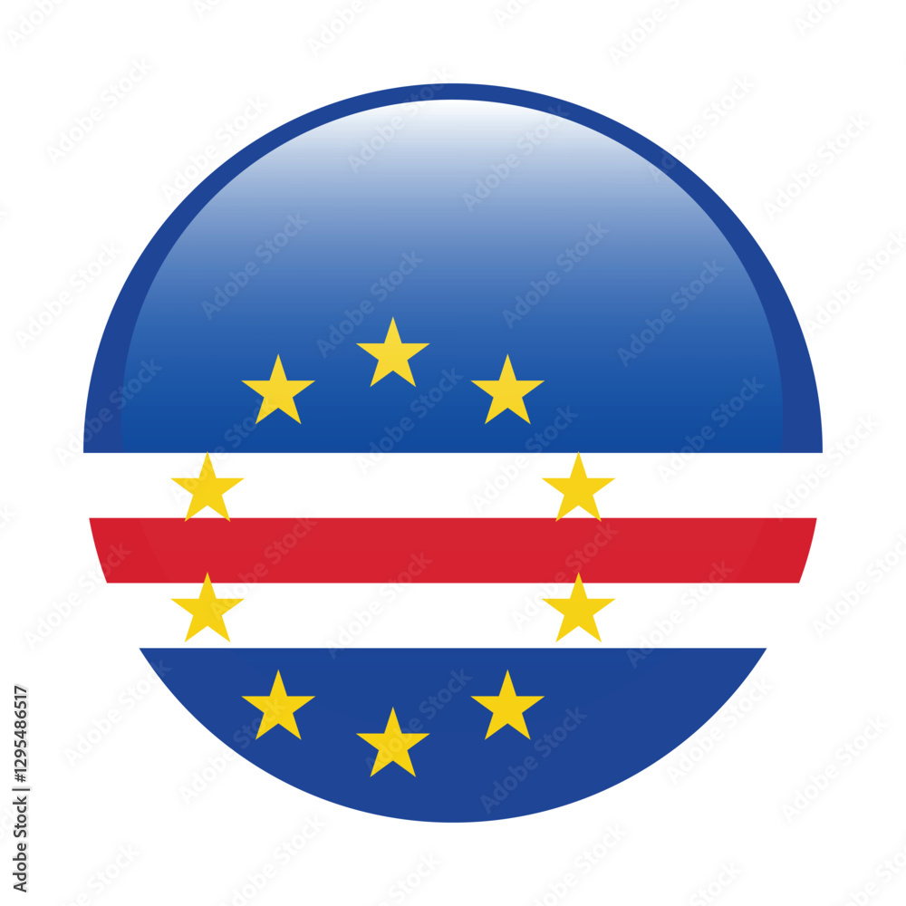 Cape Verde circle flag logo icon digital vector illustration Cape Verde circle flag logo icon digital vector illustration