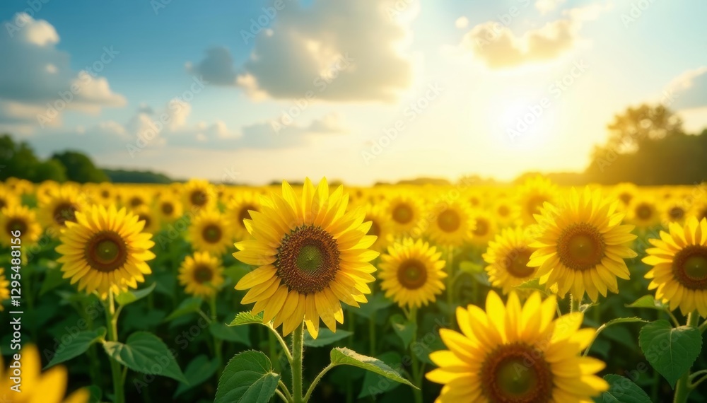 Sunlit field of sunflowers, vibrant yellow hues, field, petals, sunshine Sunlit field of sunflowers, vibrant yellow hues, field, petals, sunshine