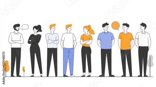 Sustainability reporting promotes corporate accountability. Diverse people standing together in a creative, illustrative style.