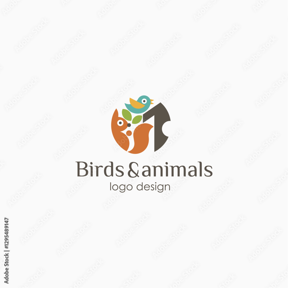 Fototapeta premium Animals and birds vector logo