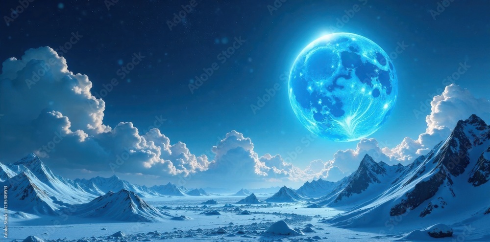 Icy misty planet with swirly clouds and glowing blue sun , cosmos, celestial bodies space atmosphere, planets Icy misty planet with swirly clouds and glowing blue sun , cosmos, celestial bodies space atmosphere, planets