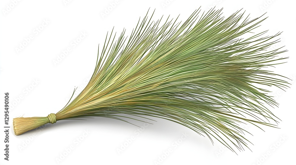 Detailed Close-Up of Green Agricultural Plant with Long Slim Leaves Against White Background Detailed Close-Up of Green Agricultural Plant with Long Slim Leaves Against White Background