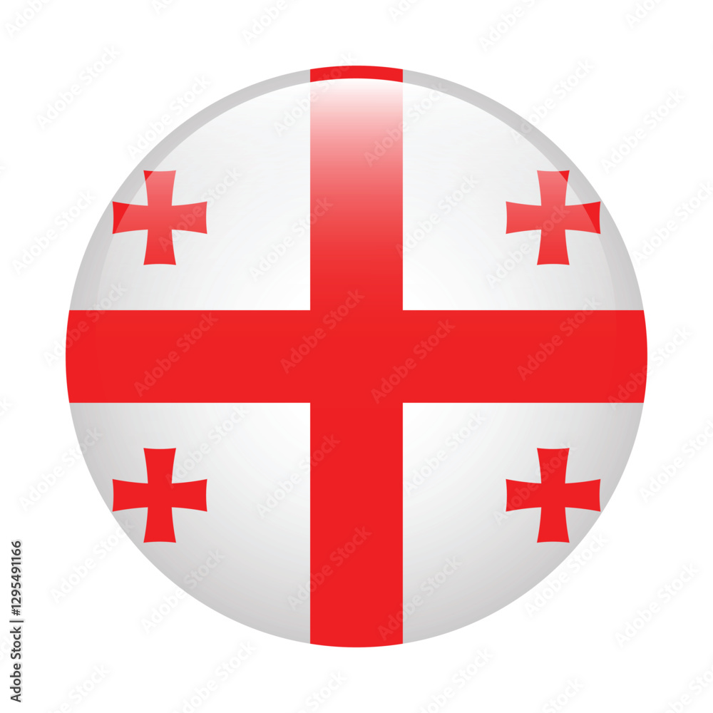 Obraz premium Flag of Georgia. Georgia button flag. Flag icon. Standard color. Round flag. 3d illustration. Digital illustration. Vector illustration.