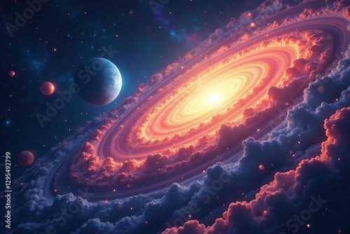 Vishnu cosmic slumber, celestial bodies swirl around, religious, divine, slumber