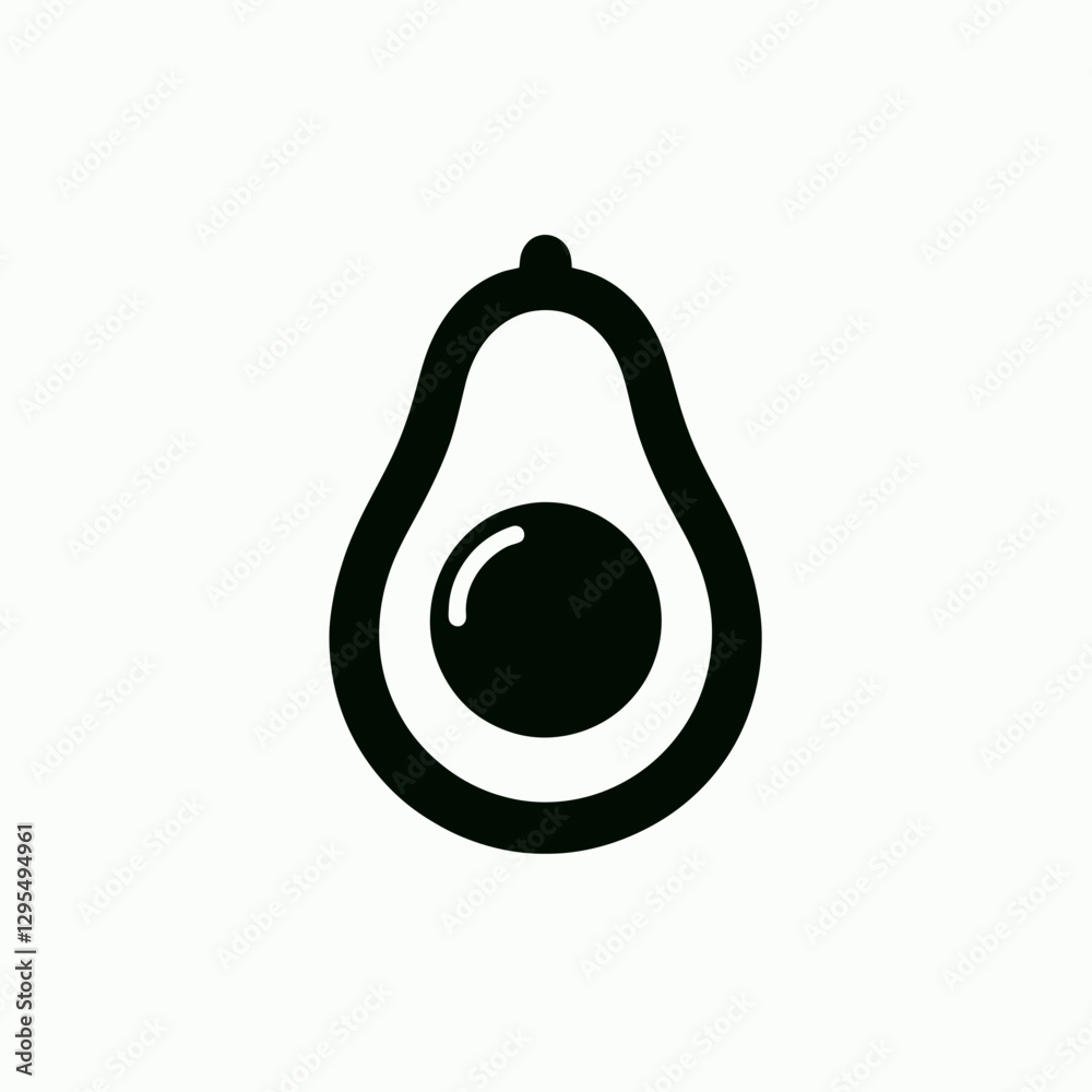 Avocado Silhouette in black on a white background Avocado Silhouette in black on a white background