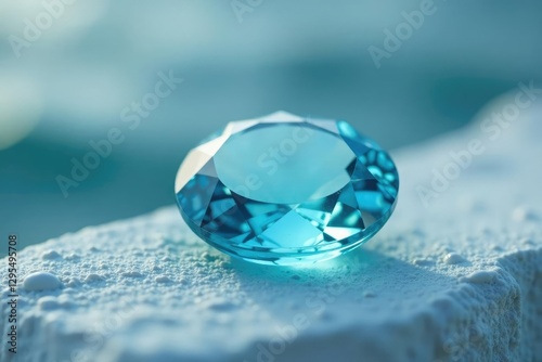 Single blue aquamarine stone with oceanic feel, aquatic, serene, soothing