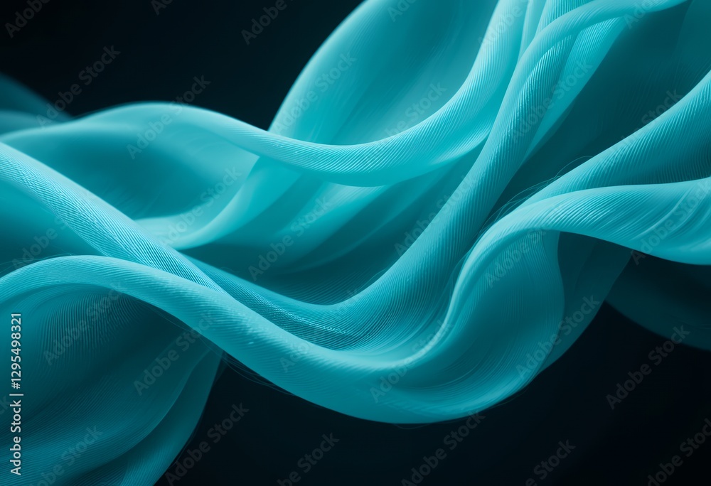 Obraz premium Aetherial Turquoise, Flowing abstract design, soft textures on black