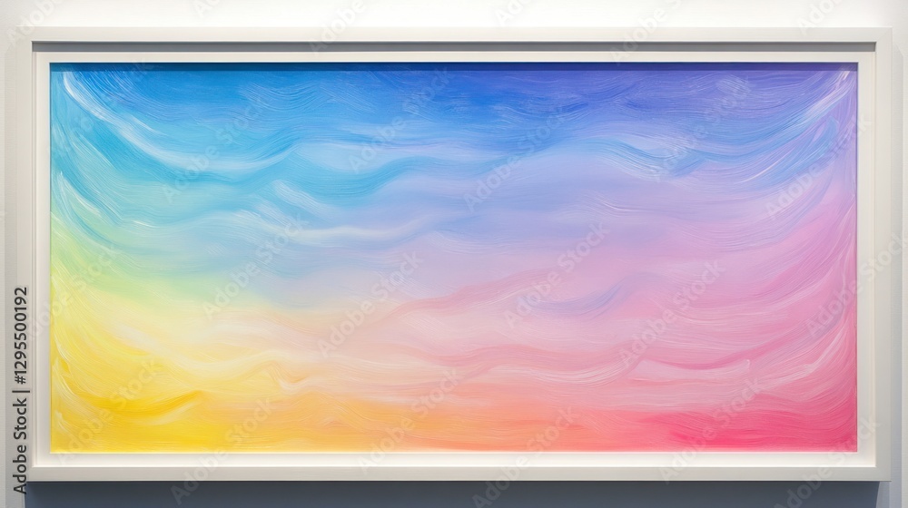 Naklejka premium Abstract Pastel Wave Painting in a White Frame