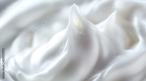 Close up of luscious silky white cream with smooth swirls and rich texture for skincare : Generative AI