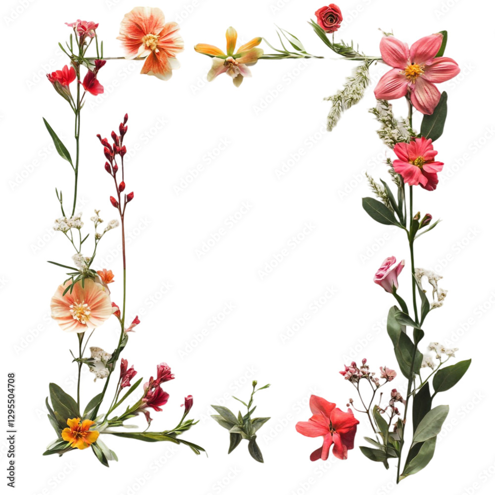 Fototapeta premium Vibrant floral artwork with bold geometric lines flowers and color