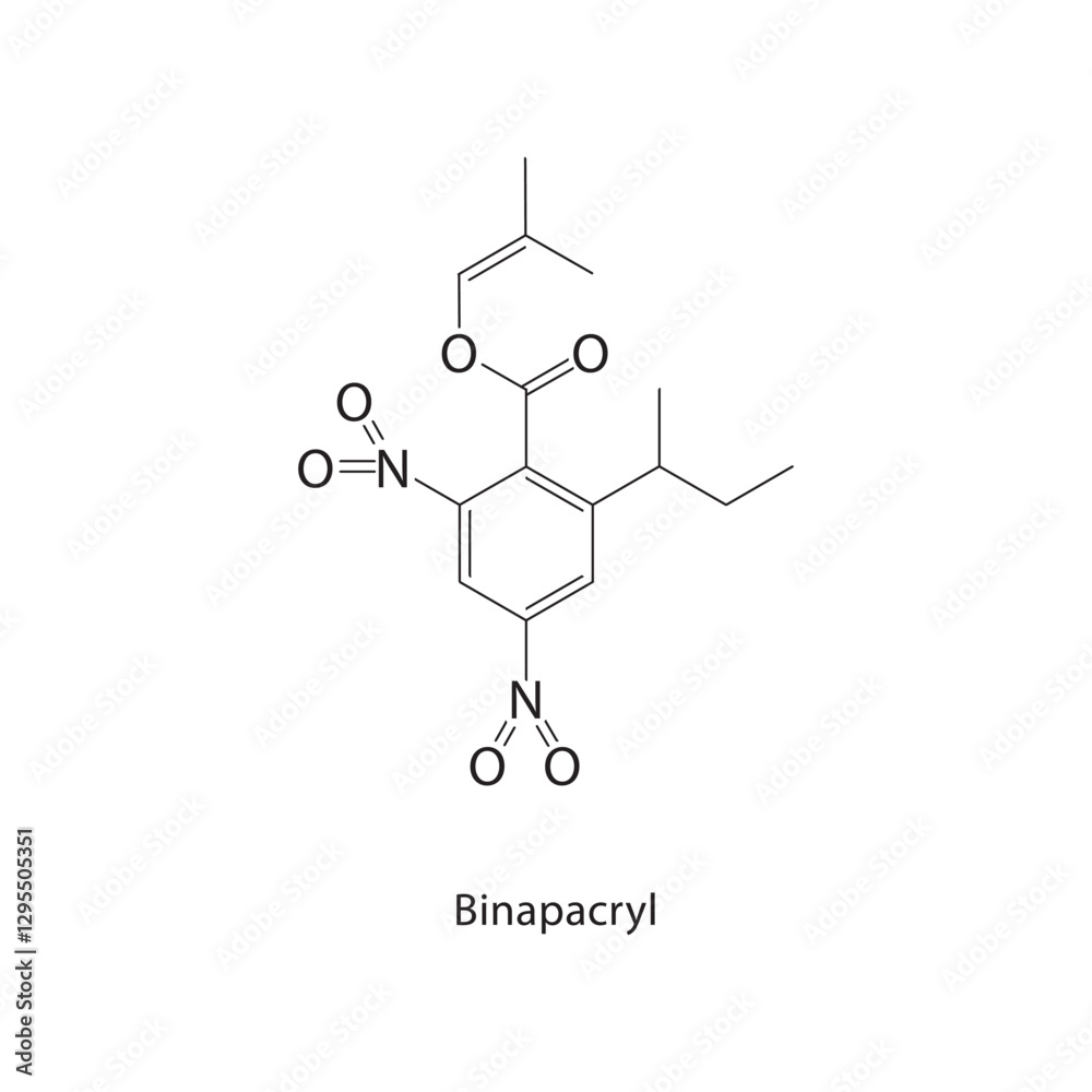 Fototapeta premium Binapacryl skeletal structure.Fungicide compound schematic illustration. Simple diagram, chemical formula.