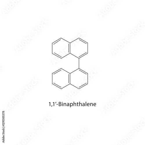 1,1’-Binaphthalene skeletal structure.Hydrocarbon compound schematic illustration. Simple diagram, chemical formula.