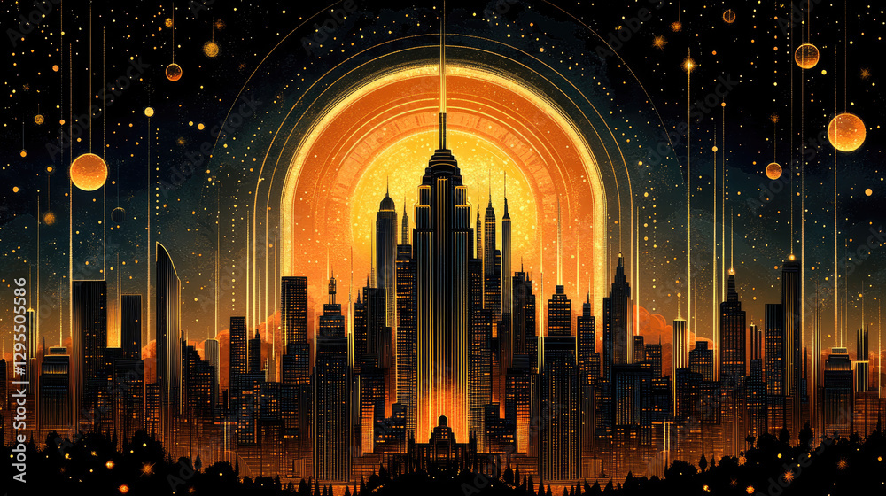 Fototapeta premium Cosmic Metropolis Skyline