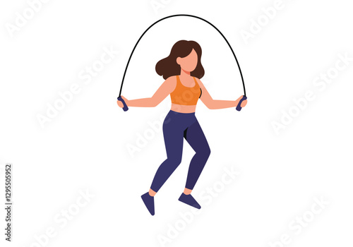 Trainer clip art. A person is jumping rope. Vector illustration design.