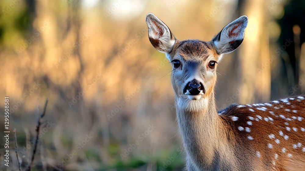 CloseUp Portrait of a Young Deer with Spots in a Natural Outdoor Habitat Setting : Generative AI CloseUp Portrait of a Young Deer with Spots in a Natural Outdoor Habitat Setting : Generative AI