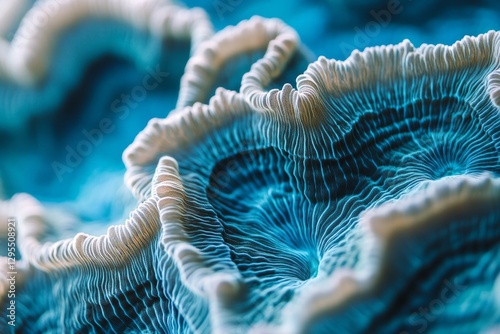 Stunning close up of coral at the great barrier reef  nature s artistry in vibrant blue colors photo