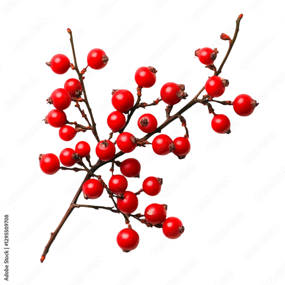 Red berries branch vibrant abstract art design, Red berries branch vibrant abstract art design,