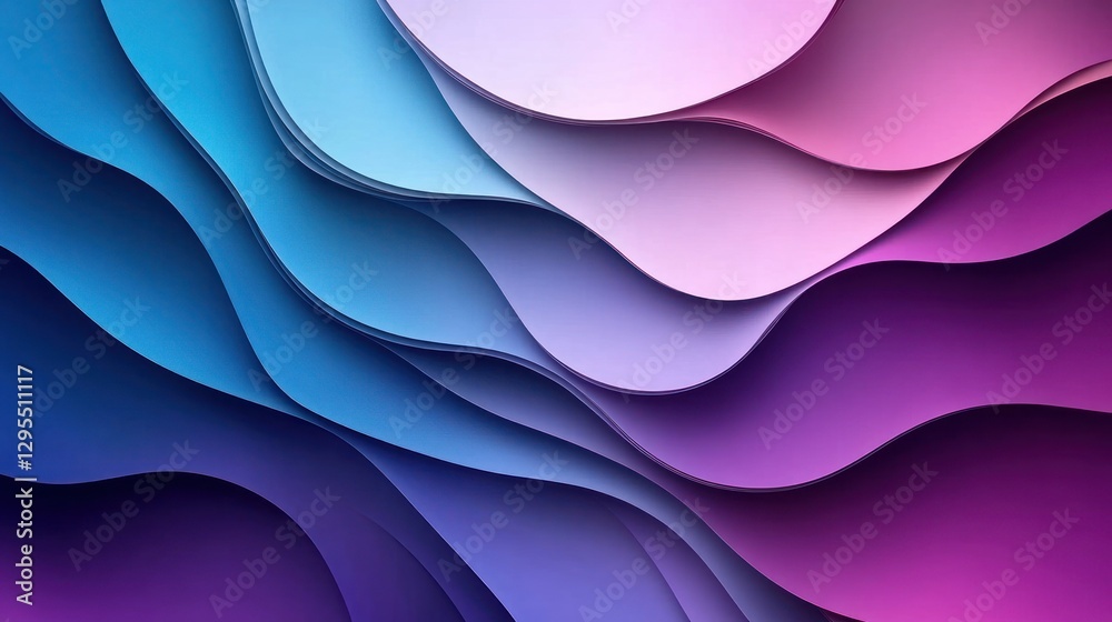 Fototapeta premium Abstract layered paper art with flowing wave designs