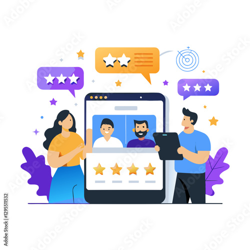 Women and men reviewing online video conference, enjoying positive feedback from clients in a digital workspace. Customer service team interacting with clients in a virtual meeting.