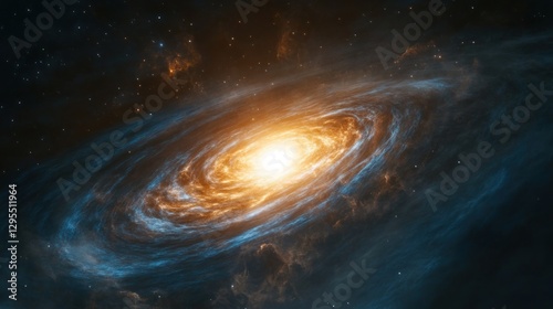 Stunning cosmic vista showcases a vibrant spiral galaxy shining brightly