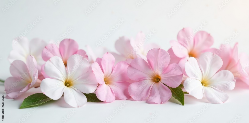 Forget-me-nots in soft pastel hues blooming on a pristine white surface, simple elegance, soft focus Forget-me-nots in soft pastel hues blooming on a pristine white surface, simple elegance, soft focus