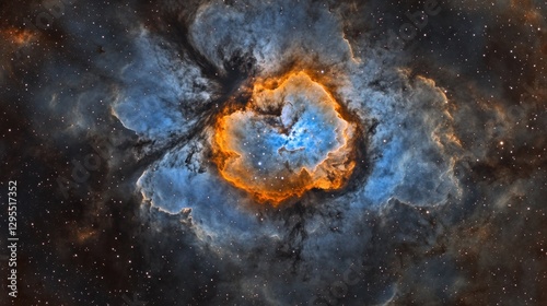 Stunning Celestial Nebula Displays Vibrant Orange And Blue Hues