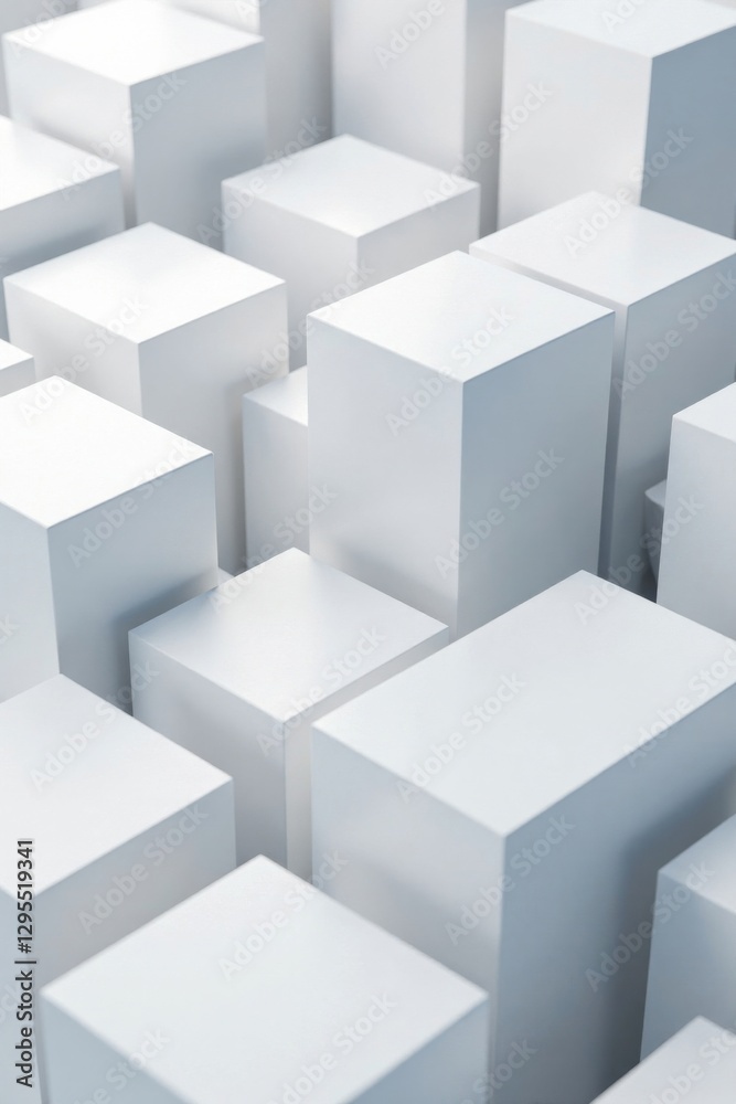 Random shifted white cube boxes , abstract pattern, minimalist style, design element Random shifted white cube boxes , abstract pattern, minimalist style, design element