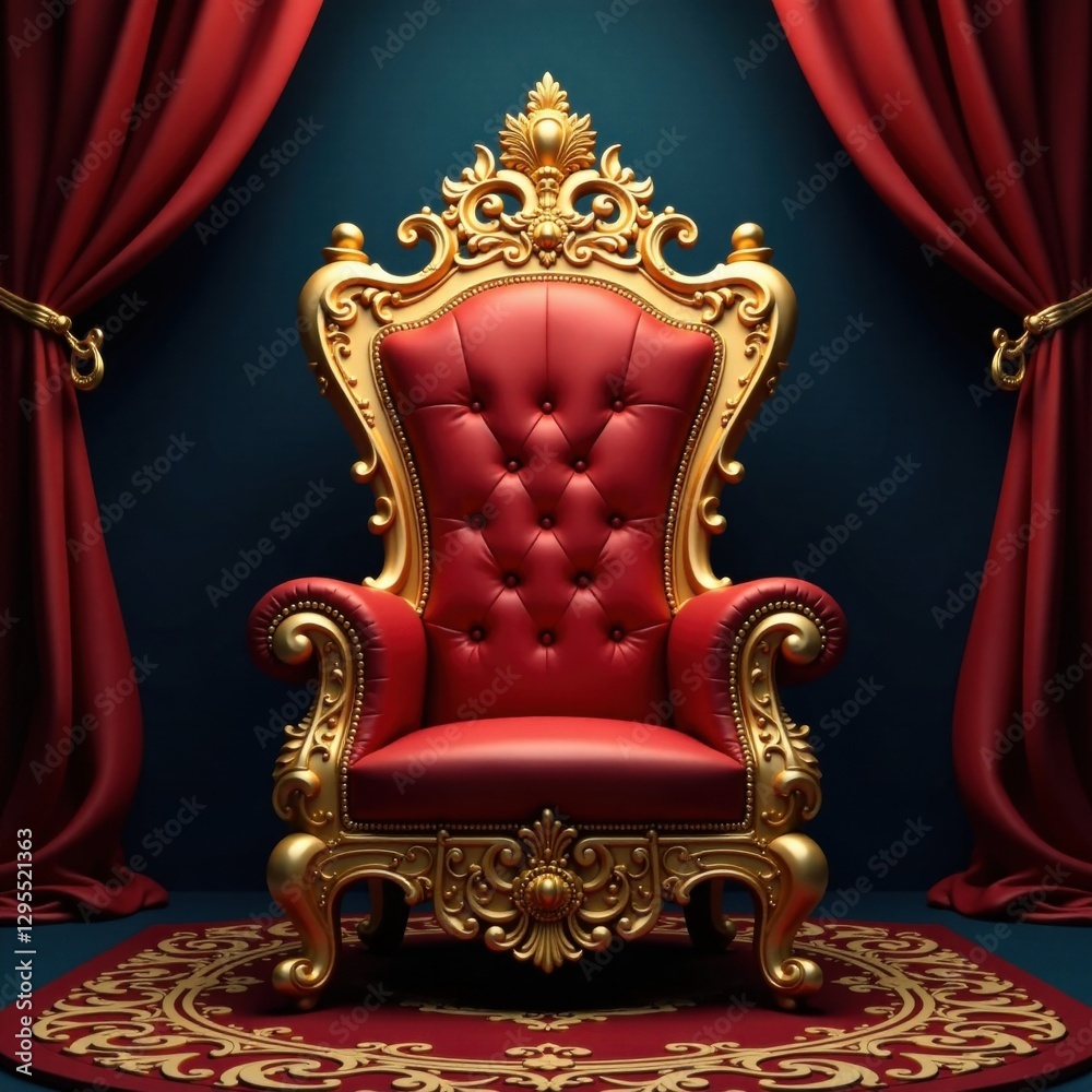 Regal throne with ornate background and golden swirls, swirly, throne, gold Regal throne with ornate background and golden swirls, swirly, throne, gold