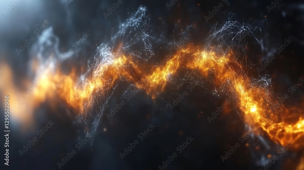 Abstract depiction of a luminous wave flowing through space Abstract depiction of a luminous wave flowing through space