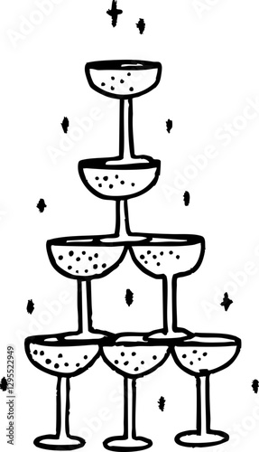 stunning champagne tower with sparkling glasses cascading joyfully