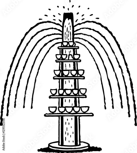 Champagne tower with flowing bubbles, perfect for celebrations and events