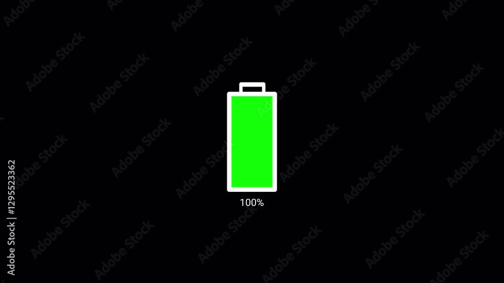 Battery Charge Animation From Empty to Full with Transparent Background. Battery Charge Animation From Empty to Full with Transparent Background.