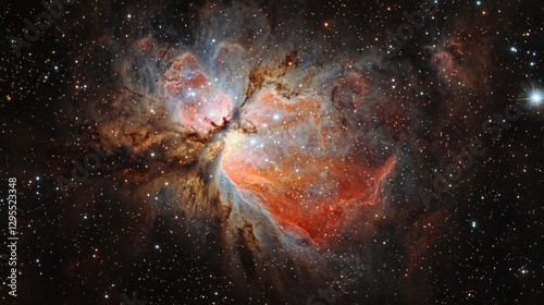 A vibrant nebula glows amidst a field of distant stars