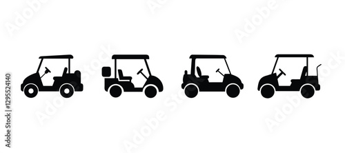 Golf Cart Icon Set – Silhouette Vector Illustrations for Transport & Recreation