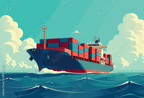 Large Cargo Ship Carrying Shipping Containers