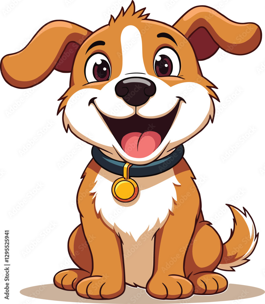 Cartoon Dog Illustration with Happy Expression Cartoon Dog Illustration with Happy Expression