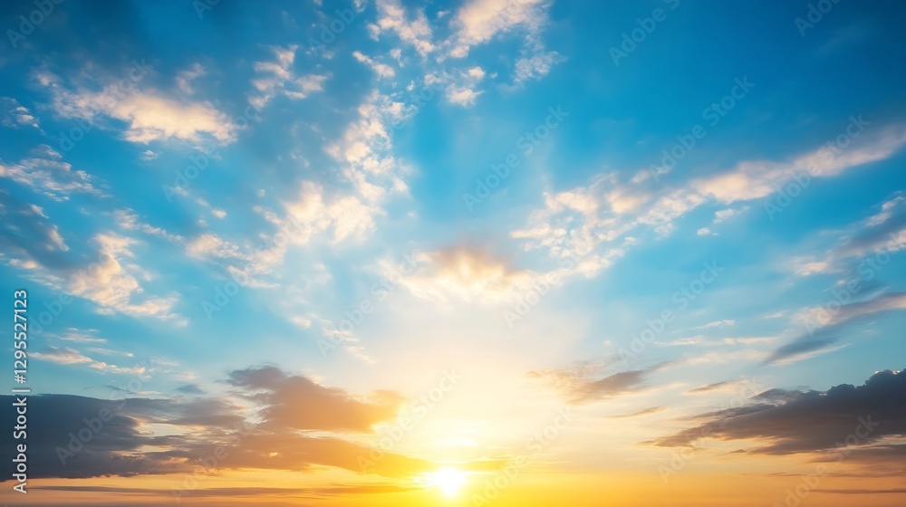 Fototapeta premium Stunning Sunrise Over the Horizon with Brilliant Colors in the Sky : Generative AI