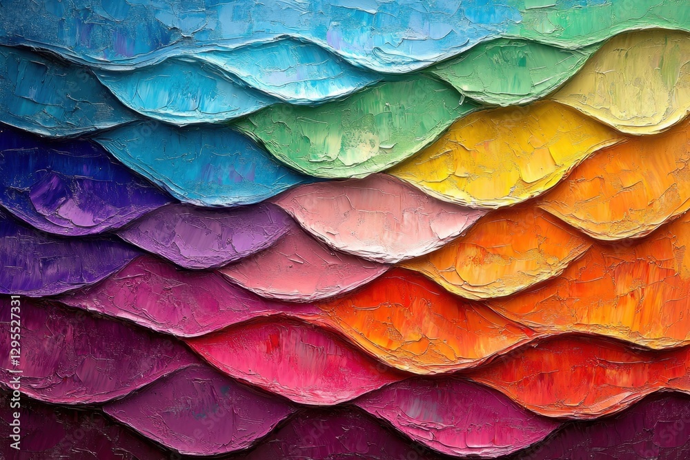 Obraz premium Vibrant chromatic wave pattern in oil paint texture colorful gradient background artistic expression abstract design