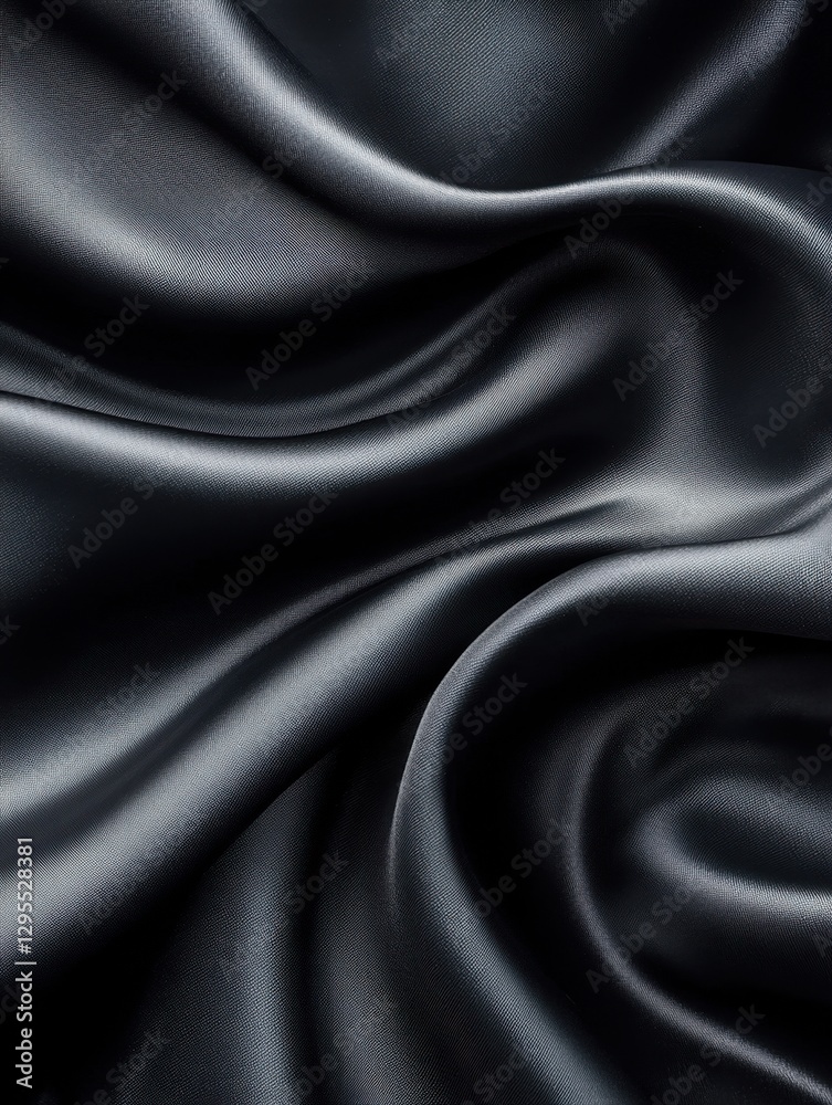 Fototapeta premium Luxurious dark silk fabric with elegant folds and smooth texture for fashion and design projects