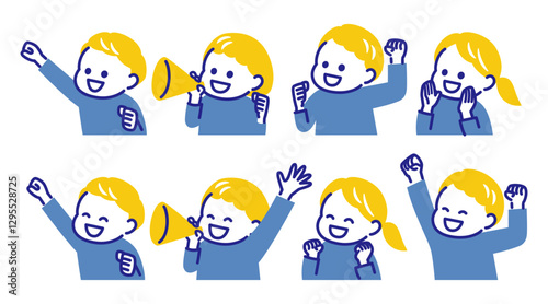 colorful illustration of cheering kids