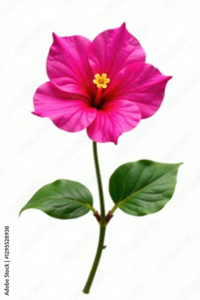 Fototapeta premium Single blooming bougainvillea stem isolated in isolation on white background, flowers,