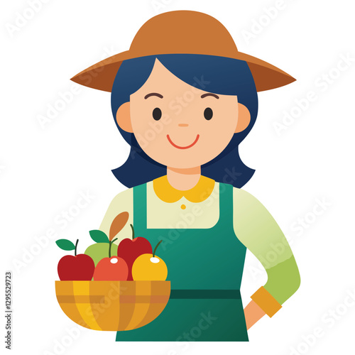 a girl with fruits 